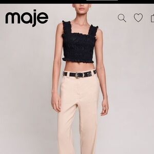Maje Black Ruffled Top